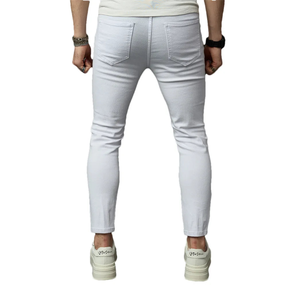 Men's White Ripped Skinny Jeans