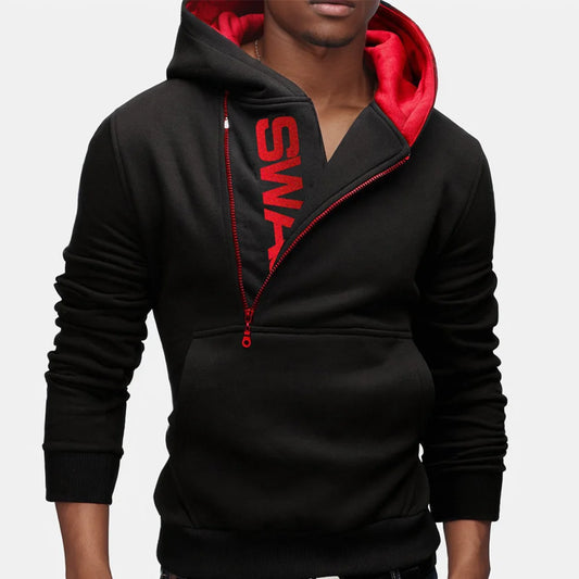 Men's Zipper Print Hooded Sweatshirt