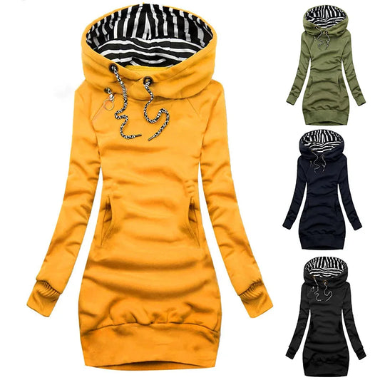 Casual Dress Hoodie Solid Color Long Sleeve