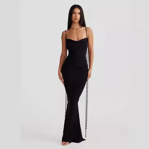 Stunning Backless Maxi Dress with Tie Straps